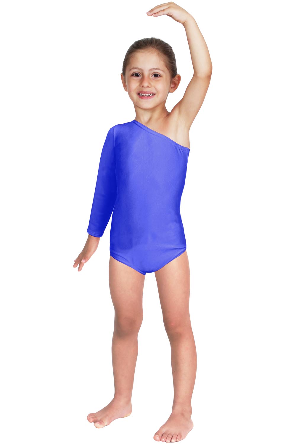 BODY DANZA LYCRA MONOSPALLA MANICA LUNGA BLU BABY